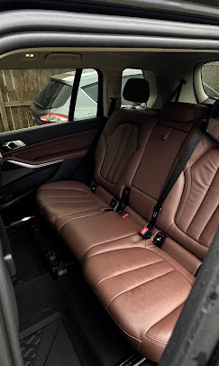 Brown leather rear seats detailed